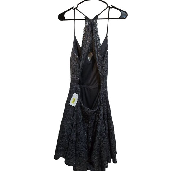 B. Darlin Halter Lace Cutout Dress With Sparkle Accents Size 15/16 Polyester Spa - Picture 4 of 12